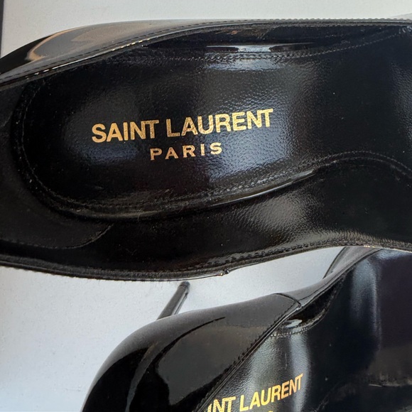 Authentic Saint Laurent Anja 105 Black Patent Leather Pumps Size 7.5 - Picture 6 of 14